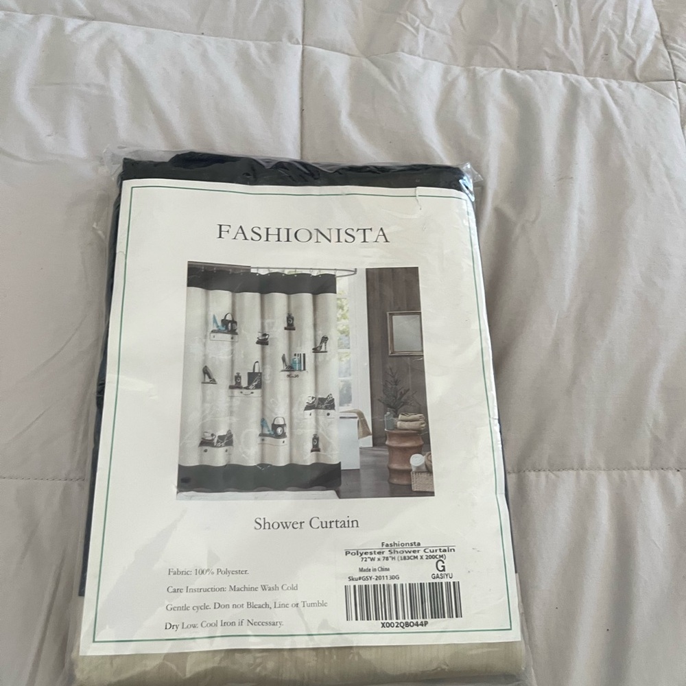 Fashionista Black and White Shower Curtain